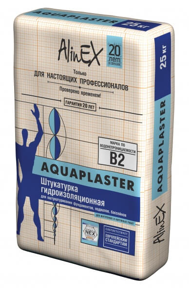 Штукатурка гидроизоляционная «Alinex» AQUAPLASTER 25 кг